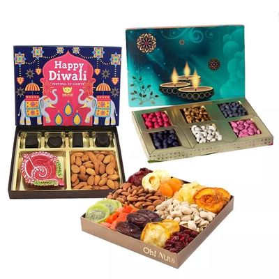 Dekorative Heirats-Geschenk-Druckverpackung packt leeren Frucht-Verpackungs-Kasten Diwali den trockenen ein