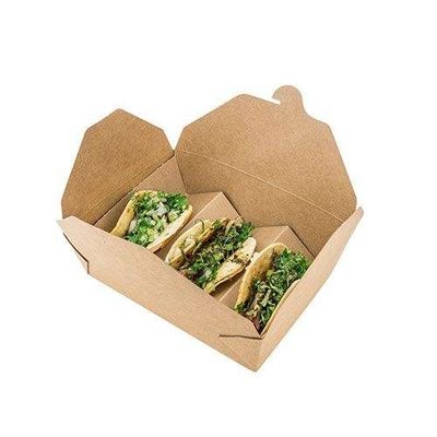 Das Taco kundengebundene Verpacken der Lebensmittel packen Kraftpapier-Essen zum Mitnehmen-Pappnahrungsmittelkästen ein