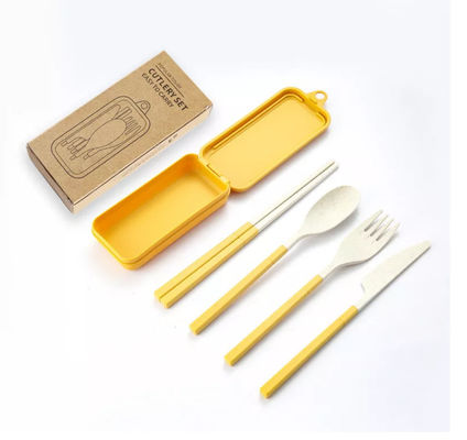 3-teilige Abendessen-Satz-Verpackenkasten-Reise mit faltendem Essstäbchen Spork-Geschirr