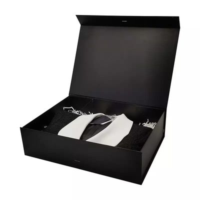 Deboss kleidet Verpackenkasten-biologisch abbaubaren schwarzen magnetischen Geschenkbox SGS