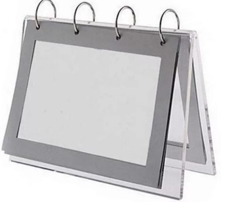 Kundenspezifischer klarer Acrylkalender-Ausstellungsstand-doppelter mit Seiten versehener Bilderrahmen
