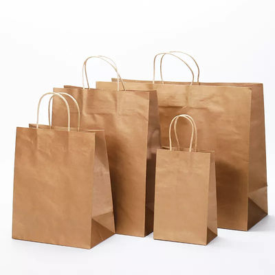 Zum Mitnehmen Verpackenpapiertüte-Logo Printing Varnishing Kraft Paper-Tasche TUV