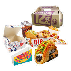 Das Taco kundengebundene Verpacken der Lebensmittel packen Kraftpapier-Essen zum Mitnehmen-Pappnahrungsmittelkästen ein