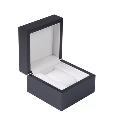 Kundengebundenes schwarzes Matte Single Watch Boxes Pu-Leder-Quadrat hölzern