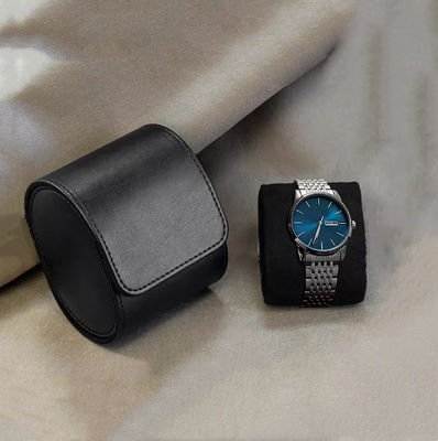 Lederne Armbanduhr-Verpackenkasten-kundenspezifisches Logo 3.9*3.2*2.7 PUs herein