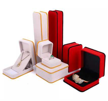 Samt-Schmuckkästchen ISO9001 Soems Ring Necklace Packaging Box Pink